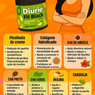 Diurie&#x20;Fit&#x20;Black&#x20;Queima&#x20;Gordura&#x20;R&#x00E1;pido&#x20;Ma&#x00E7;&#x00E3;&#x20;Verde&#x20;-&#x20;Sob&#x20;Encomenda