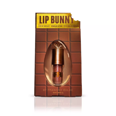 Gloss de chocolate Lip Bunny em embalagem com design de barra de chocolate