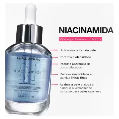 S&#x00E9;rum&#x20;Niacinamida&#x20;30ml&#x20;Simple&#x20;Organic&#x20;Todo&#x20;Tipo&#x20;De&#x20;Pele&#x20;Dia&#x2F;noite&#x20;-&#x20;Sob&#x20;Encomenda