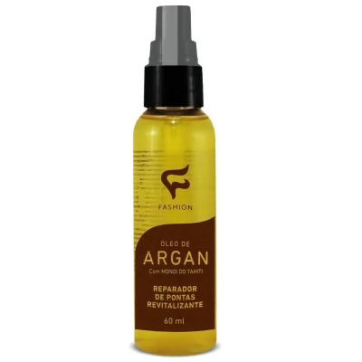 Frasco de óleo de argan com dispensador e etiqueta castanha