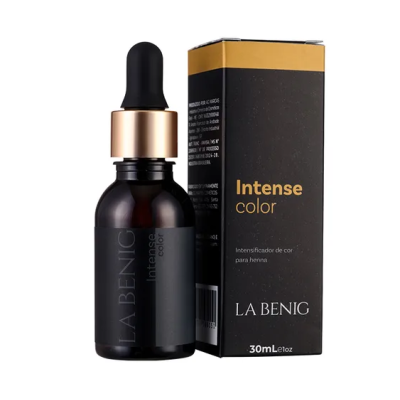 Frasco e caixa de intensificador de cor para henna LA BENIG