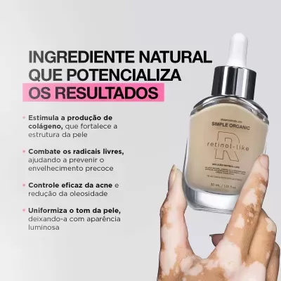 Solu&#x00E7;&#x00E3;o&#x20;Retinol-Like&#x20;da&#x20;Simple&#x20;Organic&#x20;Tipo&#x20;de&#x20;pele&#x20;oleosas&#x20;e&#x20;acneicas&#x20;-&#x20;Sob&#x20;Encomenda