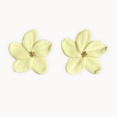 Brincos flor amarela com centro dourado