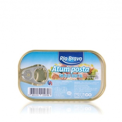 Lata de atum posta Rio Bravo azul e metálica