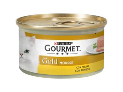 Lata de comida húmida para gatos Purina Gourmet Gold Mousse com frango