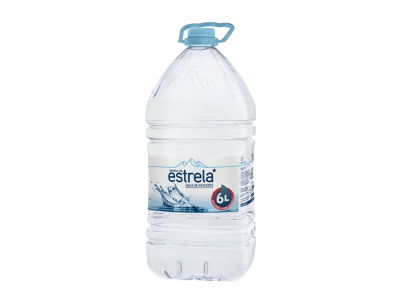 Garrafa plástica de água mineral natural 6 litros com rótulo estrela