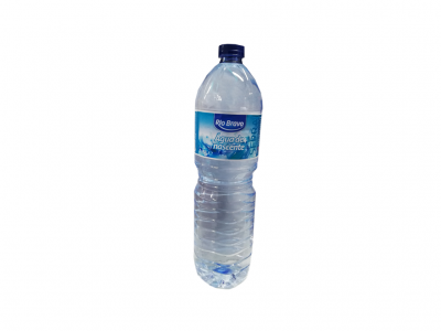 Garrafa de água mineral Rio Bravo com rótulo azul