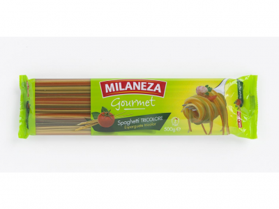 Embalagem de Espaguete Tricolor Milaneza Gourmet 500g
