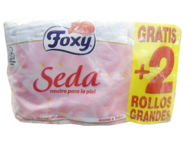 Papel higiénico Foxy Seda com oferta de 2 rolos grandes grátis