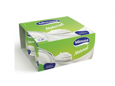 Embalagem de iogurte Mimosa Natural com quatro copos