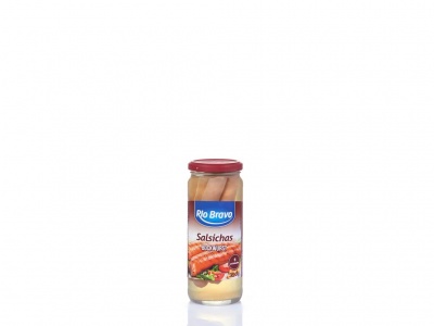 Frasco de vidro com salsichas Rio Bravo