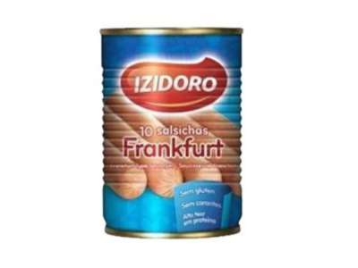 Lata azul com 10 salsichas Frankfurt IZIDORO