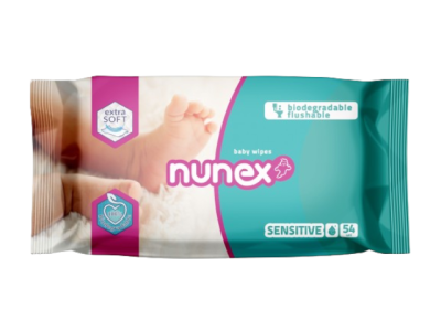 Pacote de toalhitas para bebé nunex, biodegradável e suave