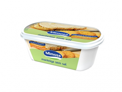 Embalagem de manteiga Mimosa sem sal verde e azul