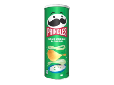 Embalagem verde de batatas Pringles sabor Sour Cream & Onion