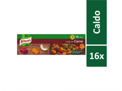 Embalagem de caldo Knorr Caldo de Carne com 16 cubos em fundo branco