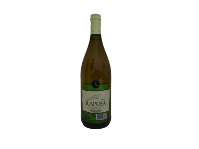 Garrafa de vinho branco Raposa com rótulo verde e branco