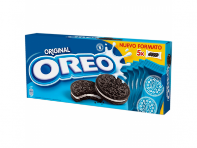 Pacote azul de bolachas Oreo Original com 5 pacotes individuais e texto NUEVO FORMATO 5x