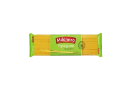 Pacote de esparguete Milaneza em embalagem verde e amarelo