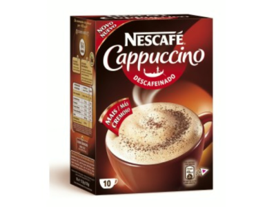 Pacote de NESCAFÉ Cappuccino descafeinado com chávena de cappuccino cremosa