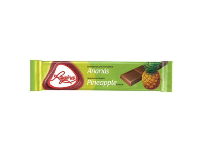 Embalagem verde e amarela de chocolate Regina sabor ananás