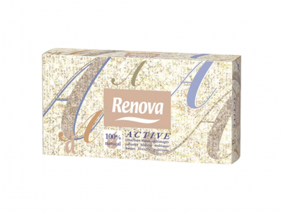 Caixa de tecidos de papel Renova com design bege e azul