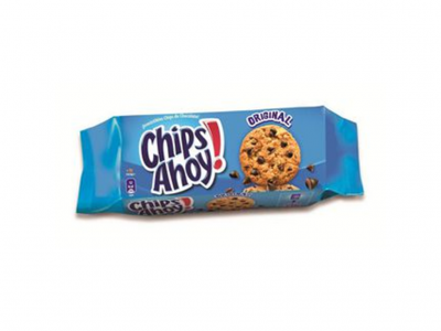 Pacote azul de bolachas Chips Ahoy! Original com imagem da bolacha.