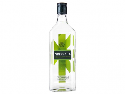 Garrafas de gin Greenall's com rótulo verde e branco