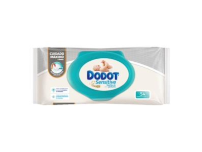 Embalagem de lenços Dodot Sensitive com tampa azul turquesa
