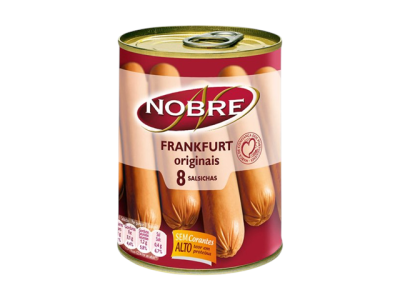 Lata de salsichas Nobre Frankfurt originais com 8 salsichas