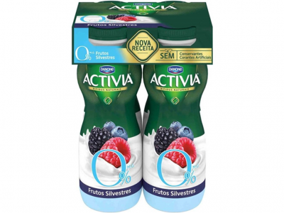 Pack de duas garrafas de iogurte líquido Danone Activia com frutos silvestres