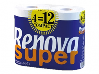 Pacote de papel higiénico Renova super com etiqueta 4=12 COMPACT
