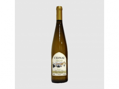 Garrafa de vinho branco CIDNAI com rótulo branco e dourado