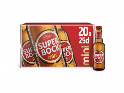 Pack de 20 garrafas pequenas de cerveja Super Bock Mini