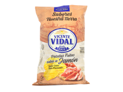 Embalagem de batatas fritas Vicente Vidal sabor a presunto