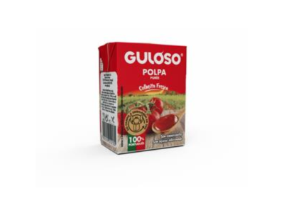 Embalagem de Guloso Polpa Pura de Tomate em embalagem tetra pak