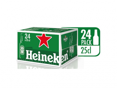 Caixa de 24 garrafas de cerveja Heineken de 25 cl