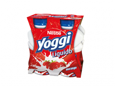 Pack de quatro iogurtes líquidos Nestlé Yoggi morango