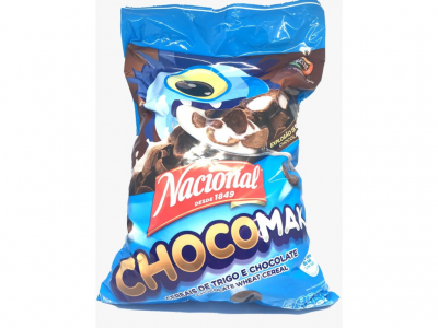 Pacote azul de cereal de trigo e chocolate Chocomak da marca Nacional