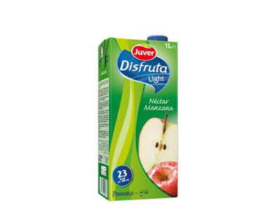 Pacote de néctar de maçã Juver Disfruta Light 1 litro com tampa azul