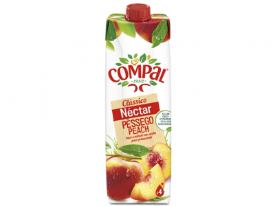 Embalagem cartonada Néctar de Pêssego COMPAL Clássico