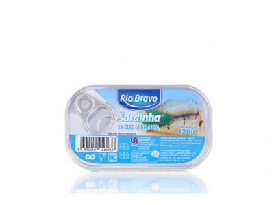 Lata de sardinha Rio Bravo em óleo de girassol 120g