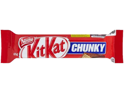 Barra de chocolate KitKat Chunky da Nestlé em embalagem vermelha.