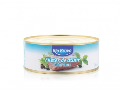Lata de filetes de atum Rio Bravo em óleo vegetal de 78g.