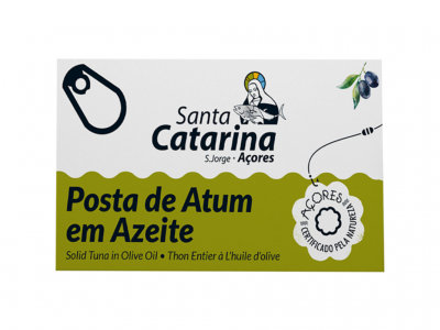 Lata de posta de atum em azeite Santa Catarina Açores com selo certificado