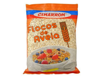 Pacote de flocos de aveia Climarron com imagens de frutas