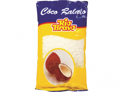 Pacote de coco ralado Rio Brava 200 g amarelo e azul