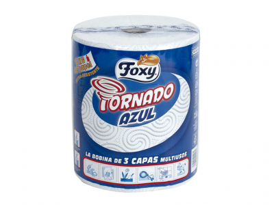 Rolo de papel multiusos Foxy Tornado Azul em embalagem azul