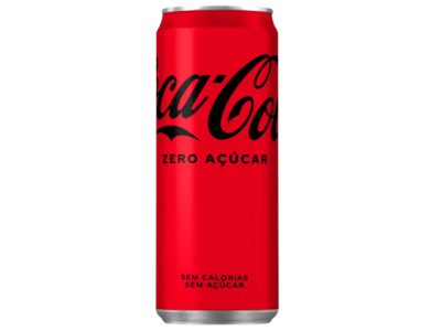 Lata de Coca-Cola Zero Açúcar vermelha com texto preto