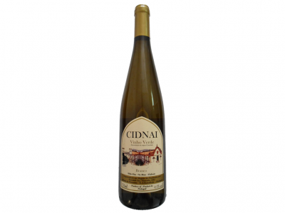 Garrafa de vinho verde CIDNAI com rótulo e cápsula dourada